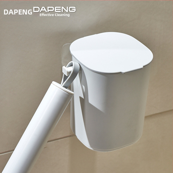 Dapeng egyszer használatos falra szerelhető vécé-kefe, furatmentes telepítés, műanyag kivitel, cserélhető fej és tisztító