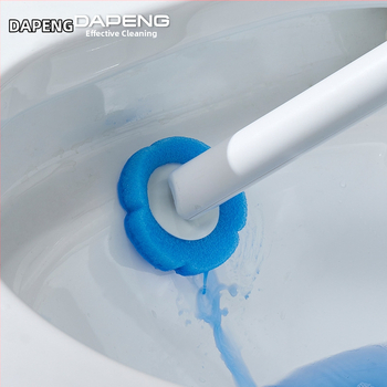 Dapeng egyszer használatos falra szerelhető vécé-kefe, furatmentes telepítés, műanyag kivitel, cserélhető fej és tisztító