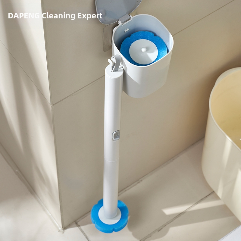 Dapeng egyszer használatos falra szerelhető vécé-kefe, furatmentes telepítés, műanyag kivitel, cserélhető fej és tisztító