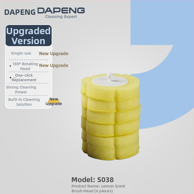 Dapeng egyszer használatos falra szerelhető vécé-kefe, furatmentes telepítés, műanyag kivitel, cserélhető fej és tisztító