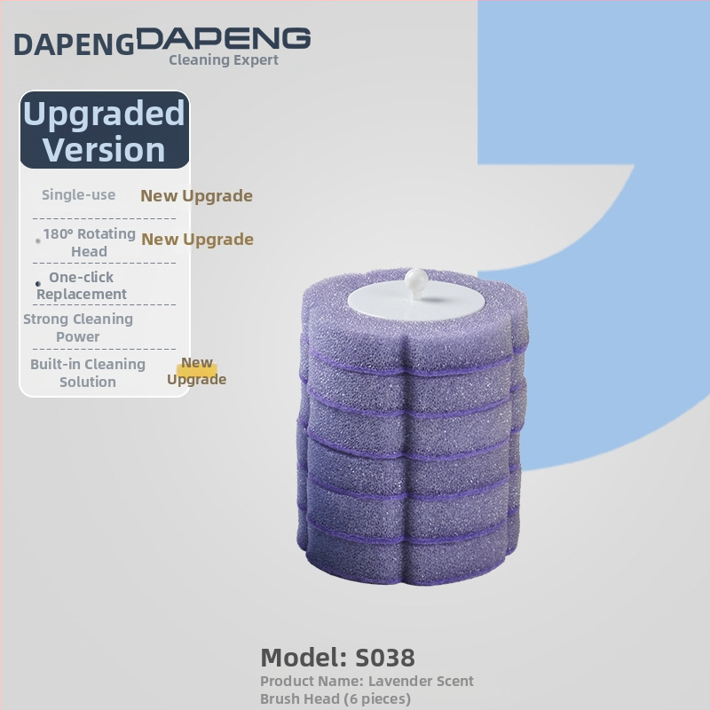 Dapeng egyszer használatos falra szerelhető vécé-kefe, furatmentes telepítés, műanyag kivitel, cserélhető fej és tisztító