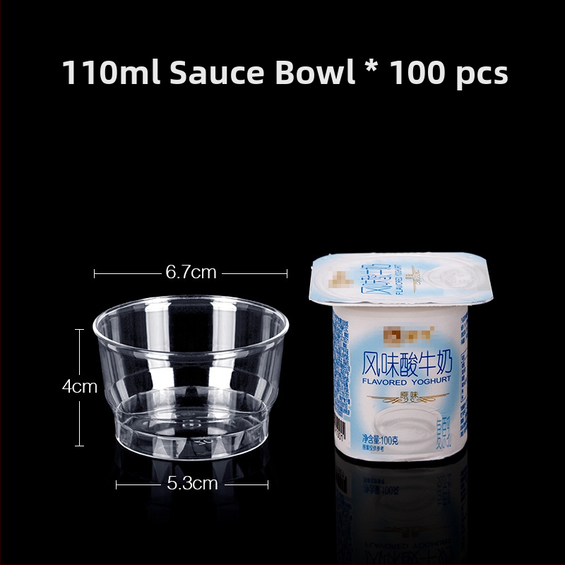 Jednorázová plastová misa na dezert a polievku, guľatý tvar, objem 300–400 ml, priehľadná, moderný minimalistický štýl