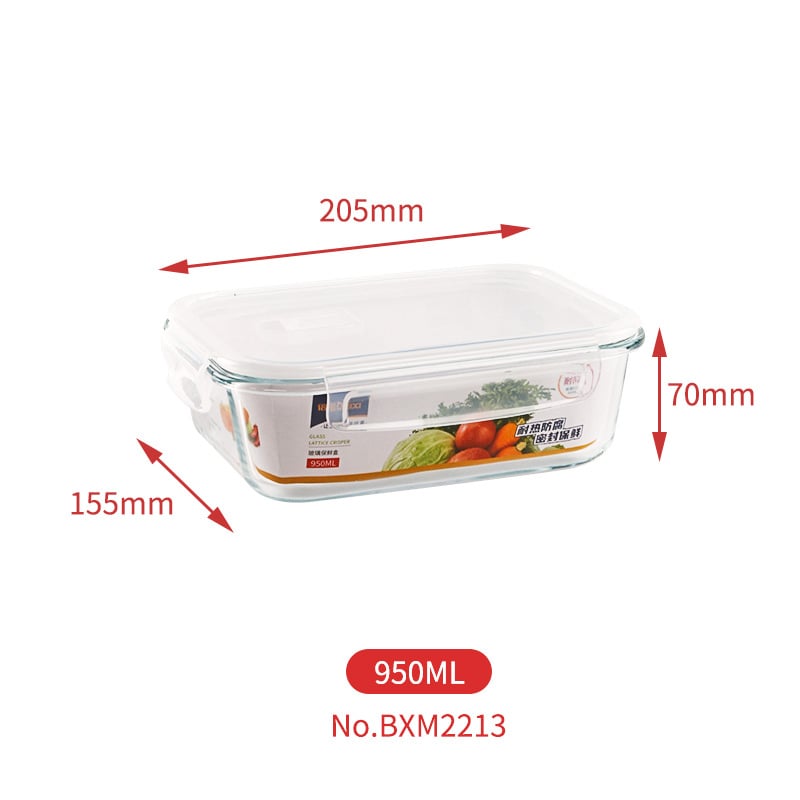 Háromszintes üveges ebédes doboz, mikrózható, boroszilikát üveg, logó nyomtatva, testreszabás elérhető