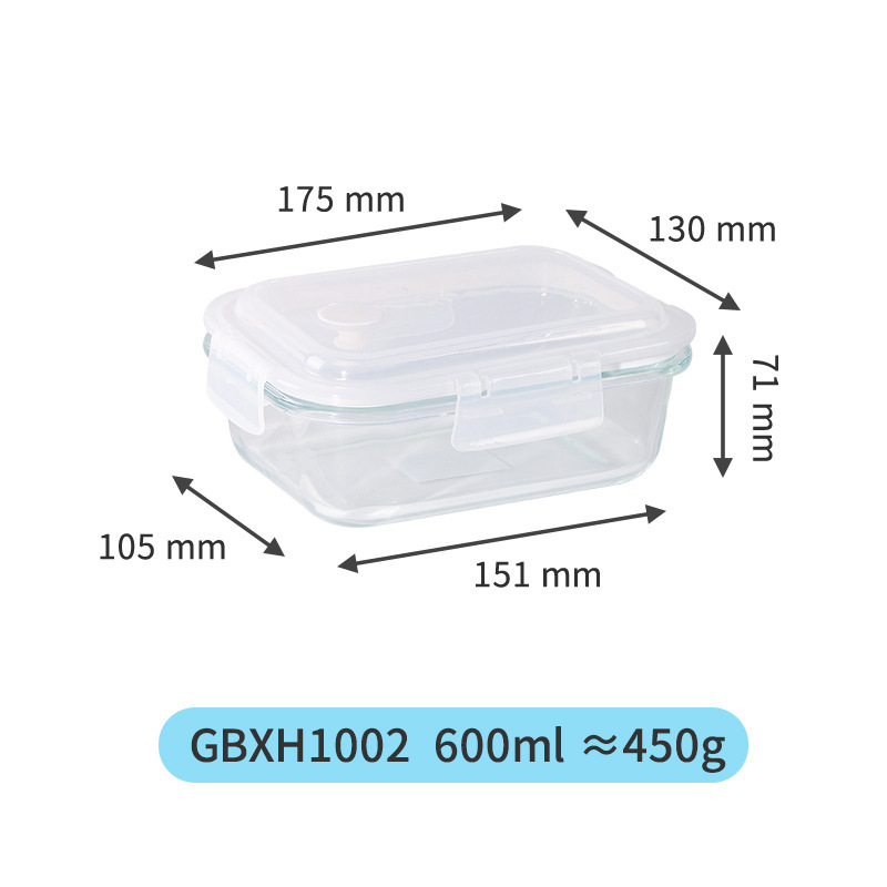 Háromszintes üveges ebédes doboz, mikrózható, boroszilikát üveg, logó nyomtatva, testreszabás elérhető