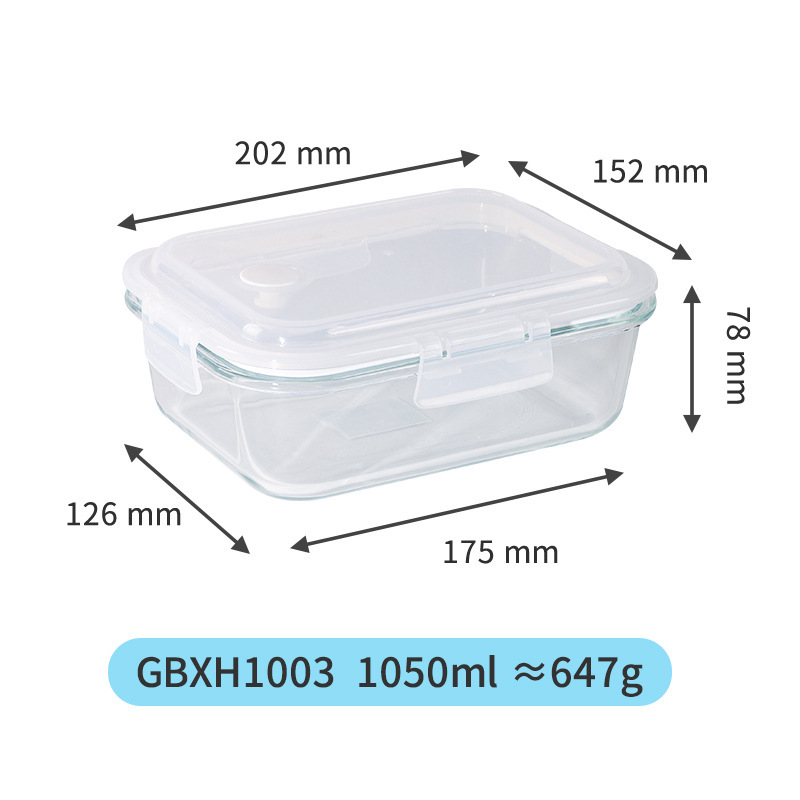 Háromszintes üveges ebédes doboz, mikrózható, boroszilikát üveg, logó nyomtatva, testreszabás elérhető