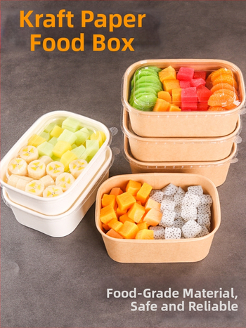 Jednokratna kutija od kraft papira pravokutnog oblika za dostavu hrane — voće, salate, ručak; 3 kg bruto težina; materijal: papir; oblik: pravokutnik; mikrovalna: Ne; razgradivo: Ne