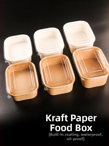 Jednokratna kutija od kraft papira pravokutnog oblika za dostavu hrane — voće, salate, ručak; 3 kg bruto težina; materijal: papir; oblik: pravokutnik; mikrovalna: Ne; razgradivo: Ne