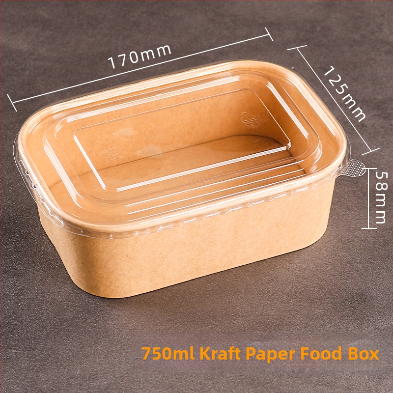 Jednokratna kutija od kraft papira pravokutnog oblika za dostavu hrane — voće, salate, ručak; 3 kg bruto težina; materijal: papir; oblik: pravokutnik; mikrovalna: Ne; razgradivo: Ne