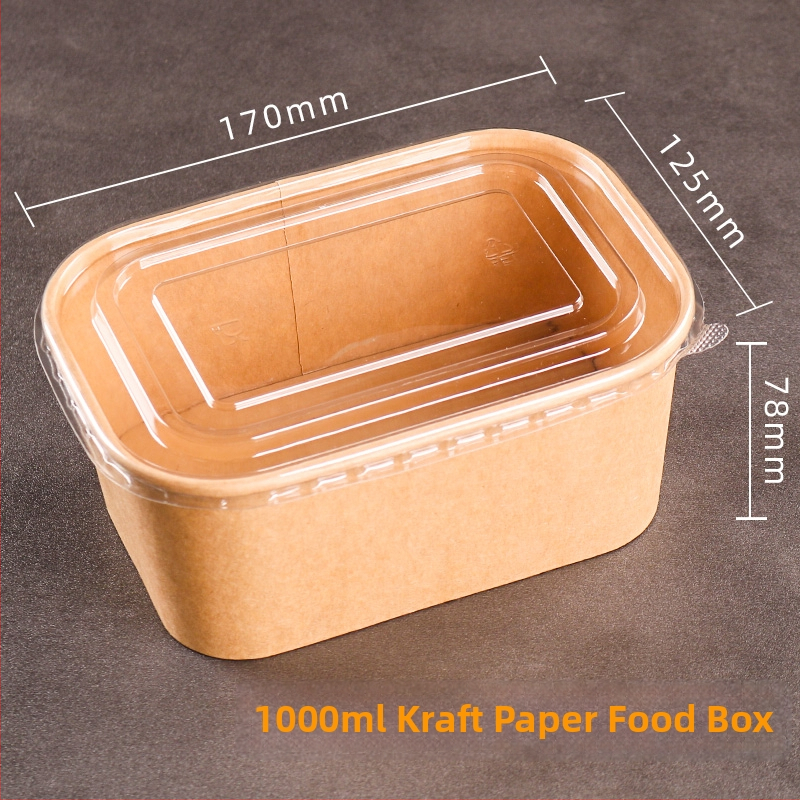 Jednokratna kutija od kraft papira pravokutnog oblika za dostavu hrane — voće, salate, ručak; 3 kg bruto težina; materijal: papir; oblik: pravokutnik; mikrovalna: Ne; razgradivo: Ne