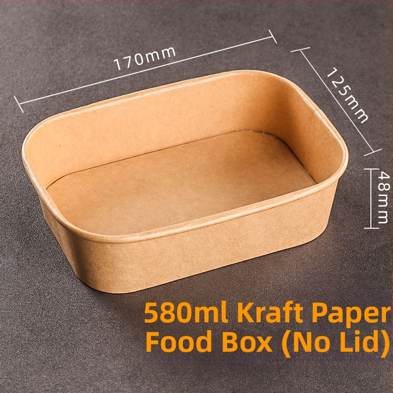 Jednokratna kutija od kraft papira pravokutnog oblika za dostavu hrane — voće, salate, ručak; 3 kg bruto težina; materijal: papir; oblik: pravokutnik; mikrovalna: Ne; razgradivo: Ne