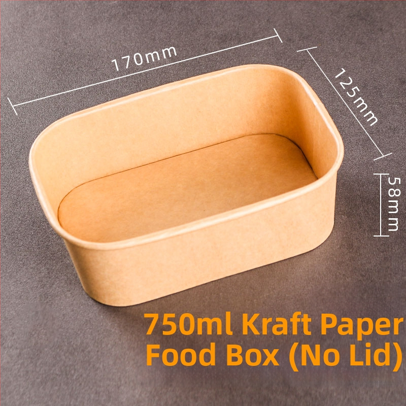 Jednokratna kutija od kraft papira pravokutnog oblika za dostavu hrane — voće, salate, ručak; 3 kg bruto težina; materijal: papir; oblik: pravokutnik; mikrovalna: Ne; razgradivo: Ne