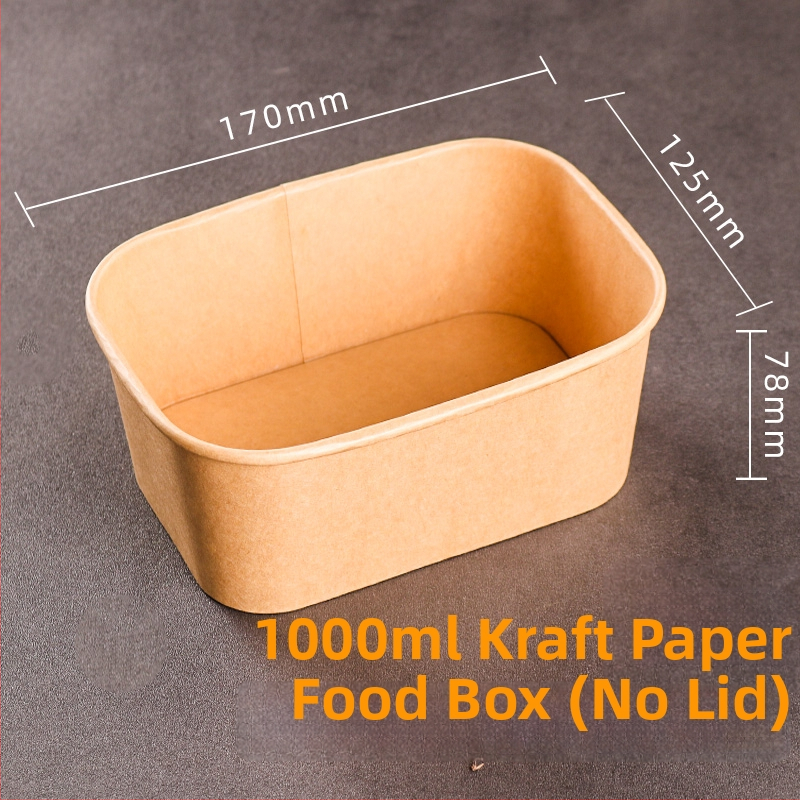 Jednokratna kutija od kraft papira pravokutnog oblika za dostavu hrane — voće, salate, ručak; 3 kg bruto težina; materijal: papir; oblik: pravokutnik; mikrovalna: Ne; razgradivo: Ne
