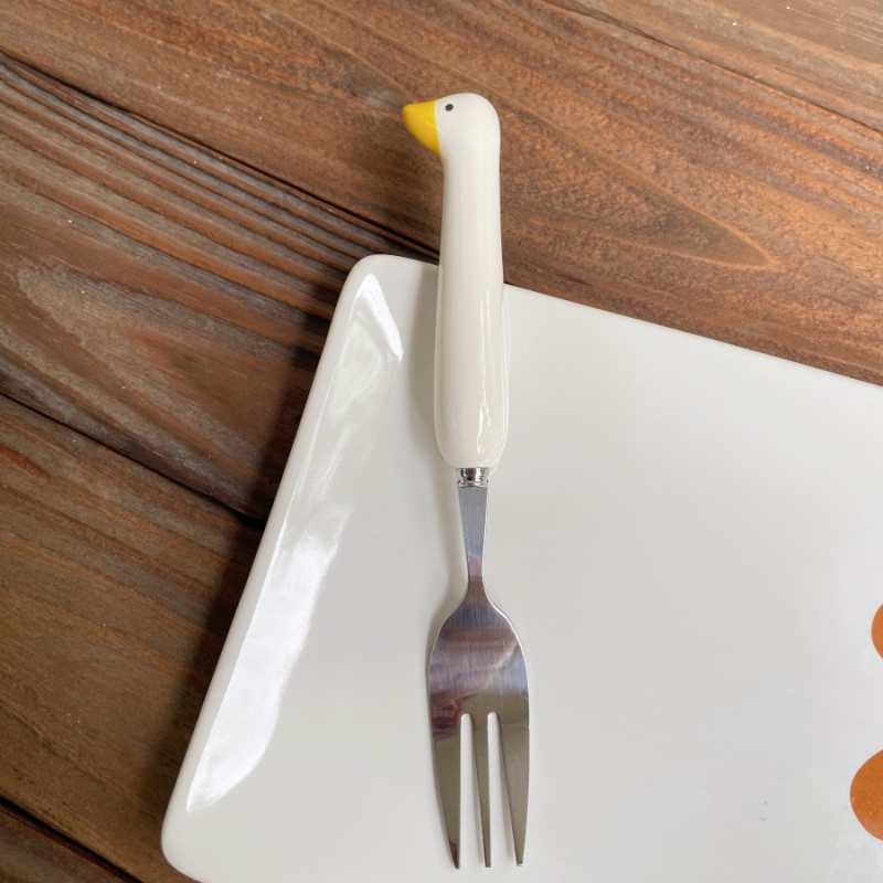 Set tacâmuri din oțel inoxidabil, design labă de pisică drăguț, calitate premium, finisaj cu șlefuire cu apă, include cuțit, furculiță, lingură și bețișoare