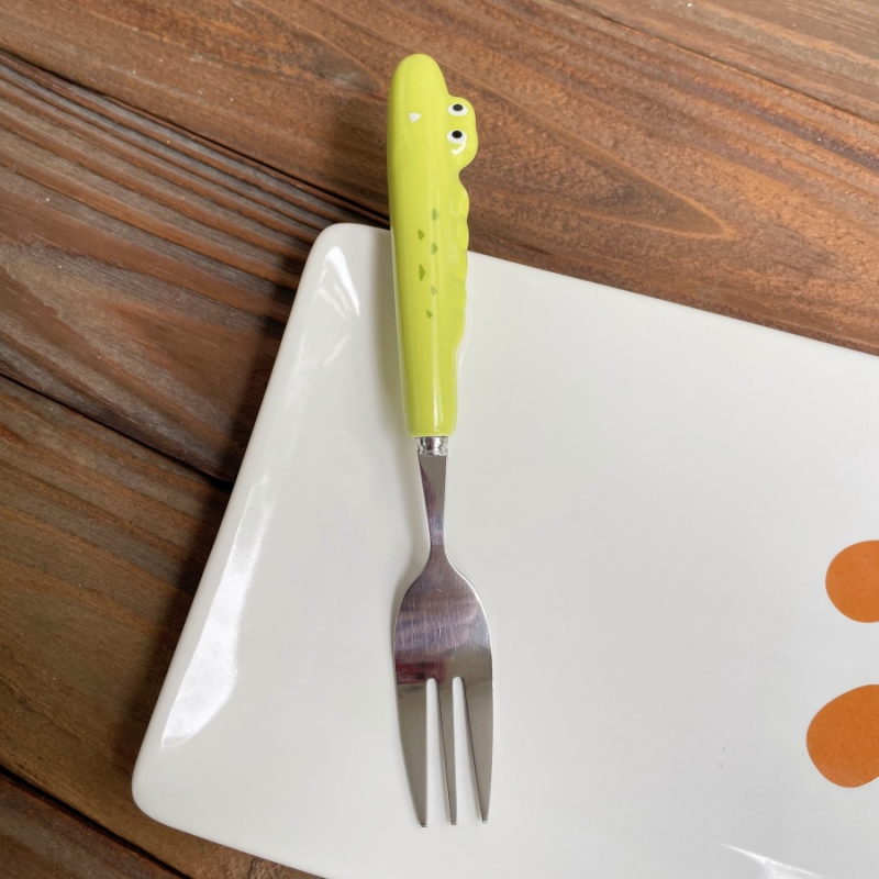 Set tacâmuri din oțel inoxidabil, design labă de pisică drăguț, calitate premium, finisaj cu șlefuire cu apă, include cuțit, furculiță, lingură și bețișoare