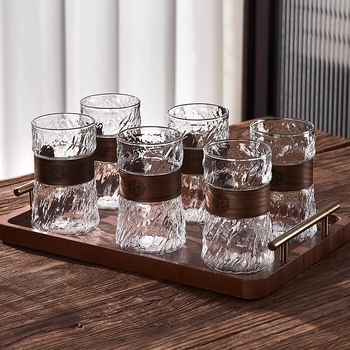 Green Apple Σετ γυάλινών φλυτζανιών τσαγιού | Γυάλινο υψηλής θερμοκρασίας, Υφή σφυρήλατη, Διαθέσιμη εκτύπωση λογότυπου