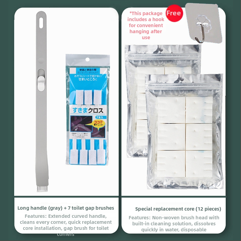 Jednorazová nástenná kefa na WC sada s rozpustnými výmennými hlavicami z plastu