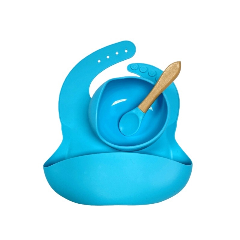 3 részes szilikon baba étkezési készlet – élelmiszer-minőségű szilikon, 6 hónapos kortól.