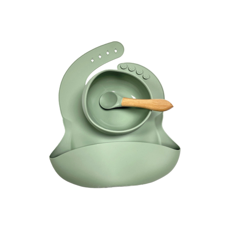 3 részes szilikon baba étkezési készlet – élelmiszer-minőségű szilikon, 6 hónapos kortól.