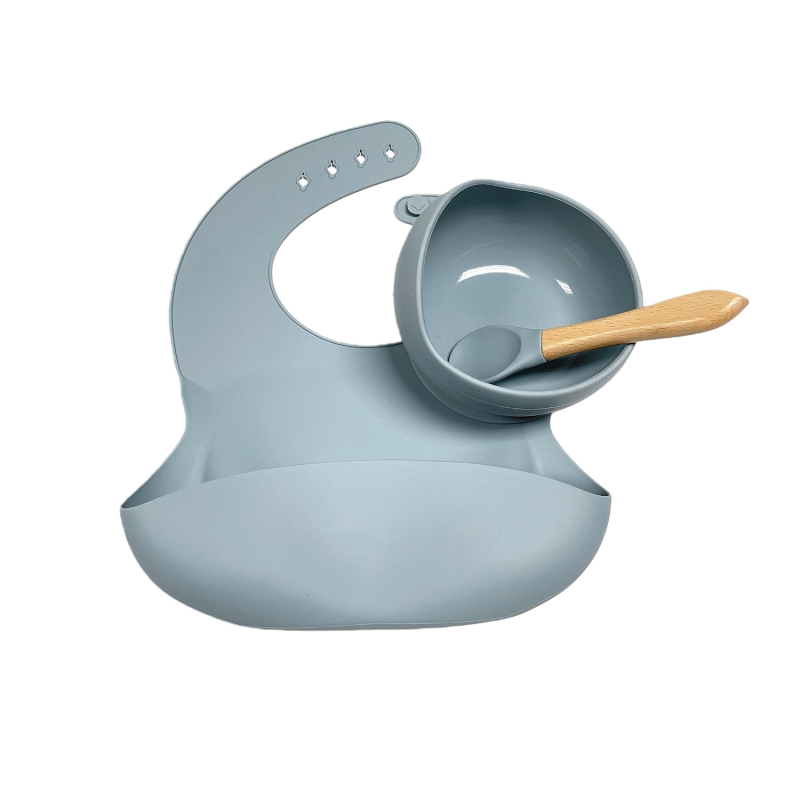 3 részes szilikon baba étkezési készlet – élelmiszer-minőségű szilikon, 6 hónapos kortól.