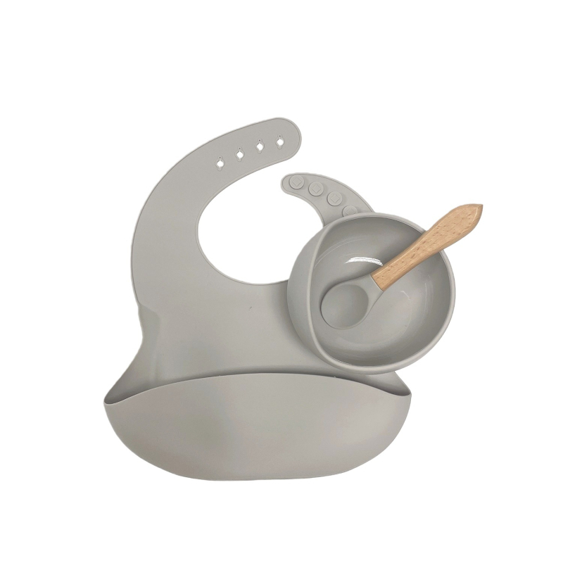 3 részes szilikon baba étkezési készlet – élelmiszer-minőségű szilikon, 6 hónapos kortól.