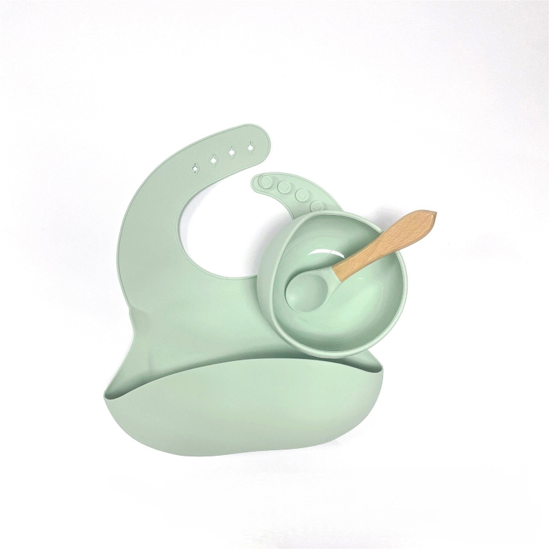 3 részes szilikon baba étkezési készlet – élelmiszer-minőségű szilikon, 6 hónapos kortól.