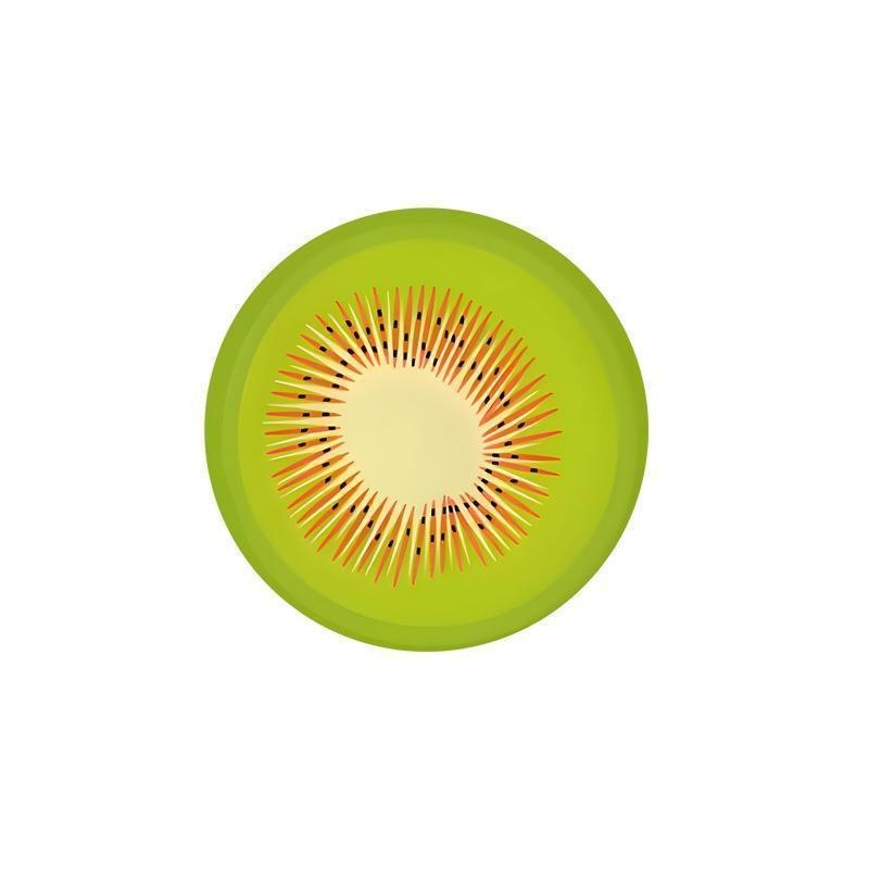 Kör alakú csészealátét, rajzfilmszerű gyümölcs mintával, anyag: diatomitagyag