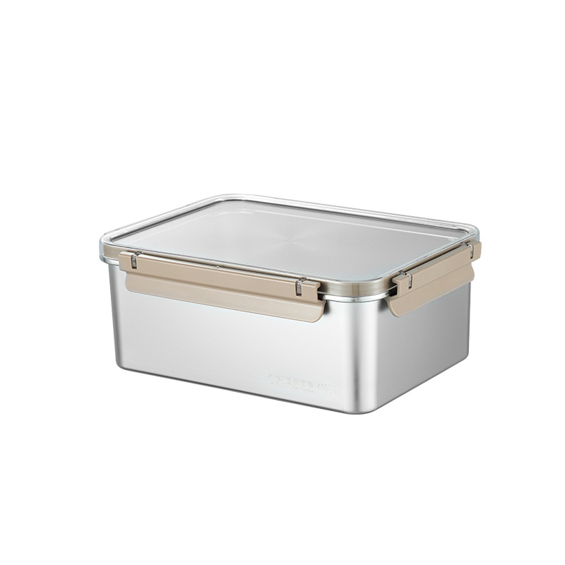 Kutija za očuvanje svježine od SUS430 nehrđajućeg čelika, četvrtastog oblika, kapacitet 0,8–2 L, minimalistički stil, može se slagati