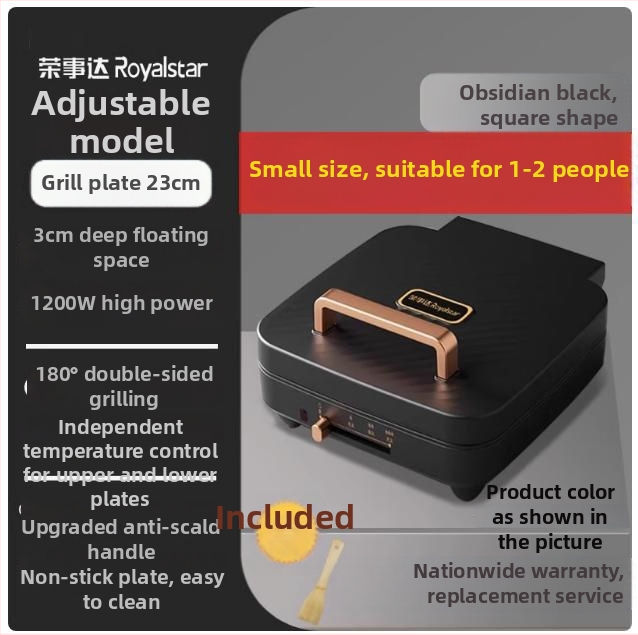 Električna palačinka tava, dvostruko grijanje, model RS-B1270L-B, Royalstar, za kućnu upotrebu