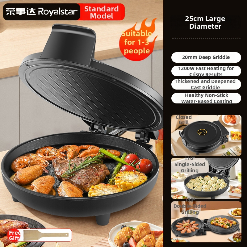 Električna palačinka tava, dvostruko grijanje, model RS-B1270L-B, Royalstar, za kućnu upotrebu