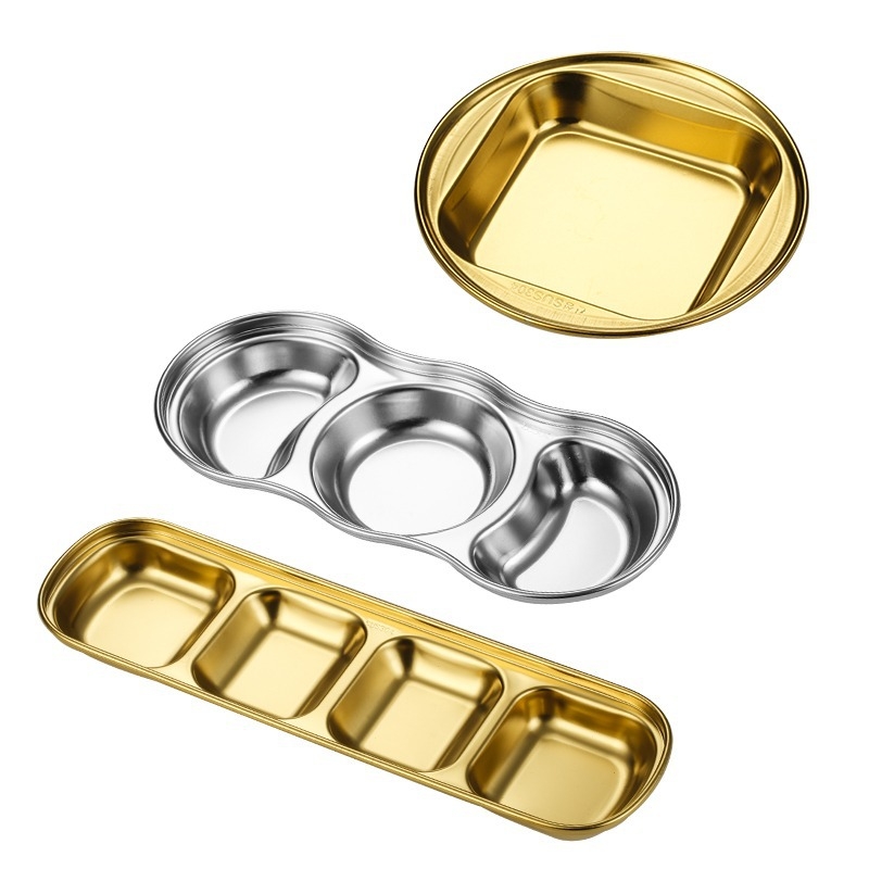 Vas din oțel inoxidabil 304 pentru sosuri de hot pot și dips, design cu două și trei panouri, formă neregulată, finisaj electroplating, personalizare disponibilă