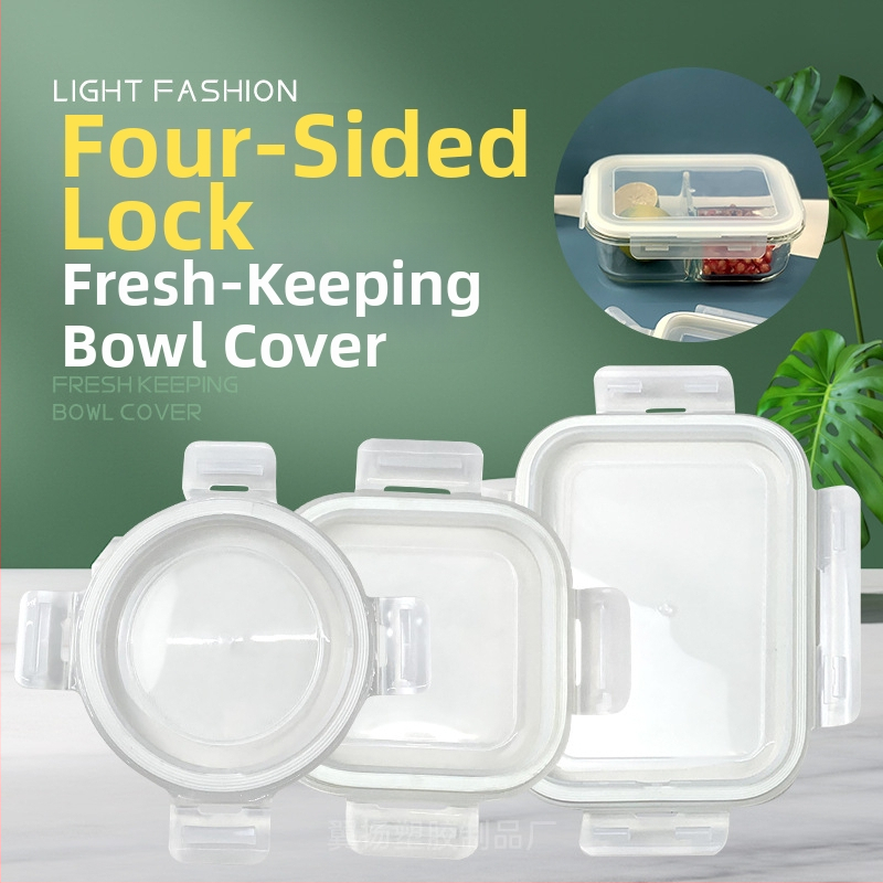 Wing Lift vrchnák pre sklenenú krabičku na obed – kompatibilný s okrúhlymi, štvorcovými alebo obdĺžnikovými tvarmi; štvorstranné zapínanie; plastový, potravinársky