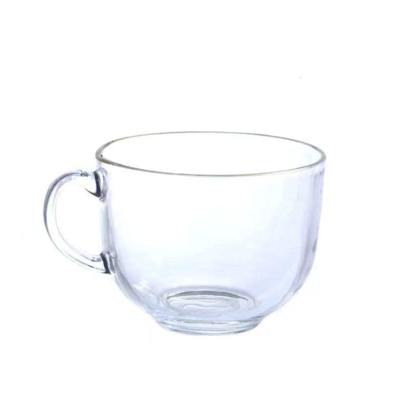 Čajna šalice s drškom od stakla soda-lime, moderan stil, prozračni poklopac, mogućnost ispisa logotipa