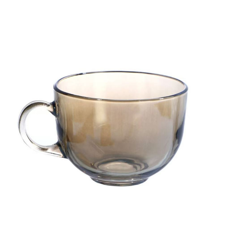 Čajna šalice s drškom od stakla soda-lime, moderan stil, prozračni poklopac, mogućnost ispisa logotipa