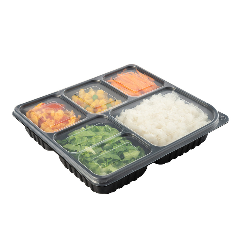 Jednokratna višedijelna kutija za obrok, 3–6 odjeljaka, PP materijal, mikrovalna kompatibilnost, moguć ispis logotipa, pakiranje 200 kom