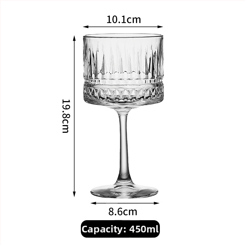 Üvegből készült goblet nyitott faragással, modern minimalista dizájn, hidegen tartja az italokat, kerek, egyrétegű desszertpohár