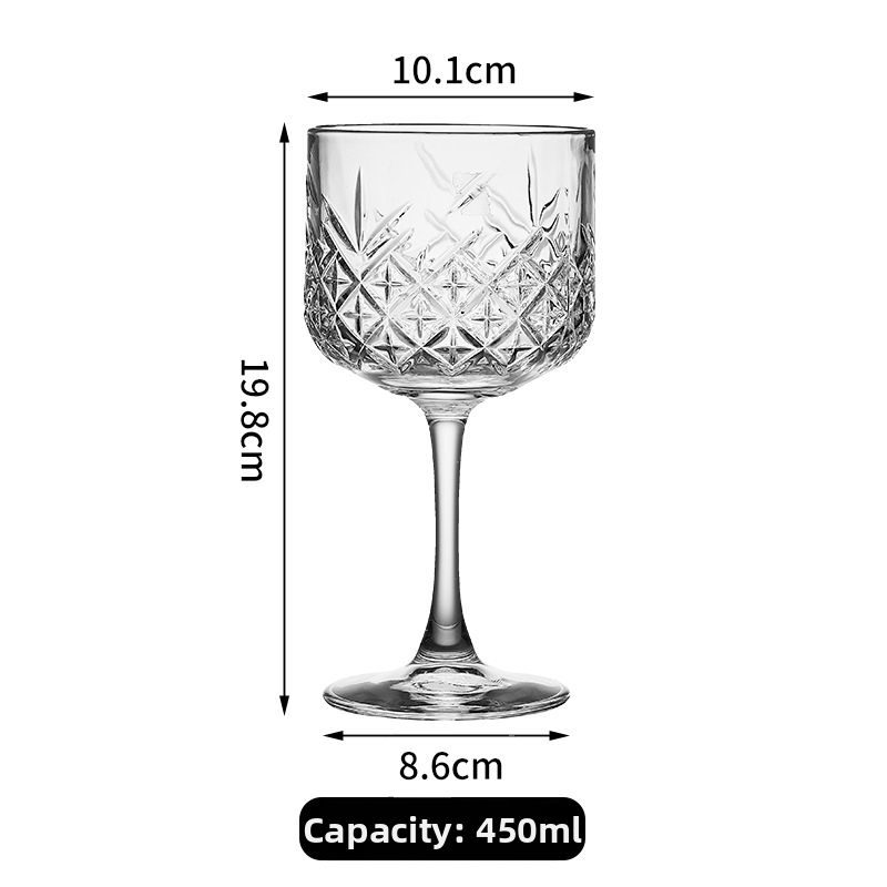 Üvegből készült goblet nyitott faragással, modern minimalista dizájn, hidegen tartja az italokat, kerek, egyrétegű desszertpohár