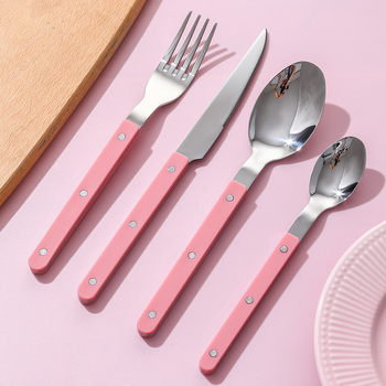 Set pribora od 430 inox čelika s klipom za ručku za zapadnu kuhinju: nož, vilica i žlica