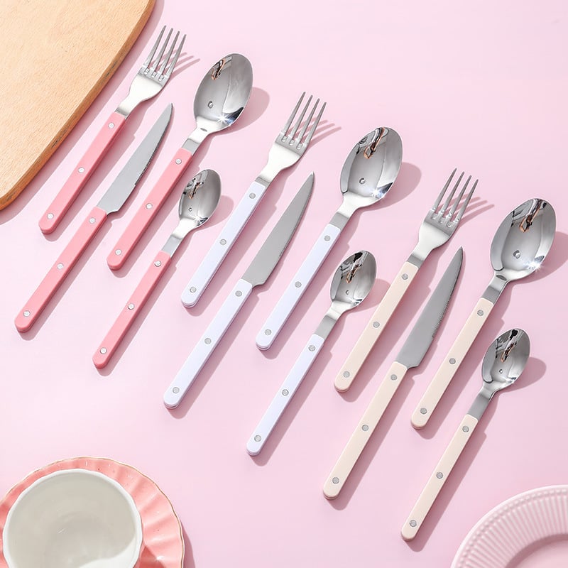 Set pribora od 430 inox čelika s klipom za ručku za zapadnu kuhinju: nož, vilica i žlica