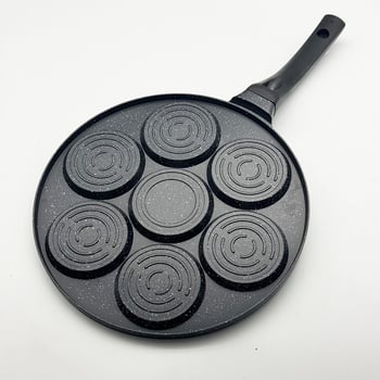 Tava za omletu sa sedam rupa, ne-prijanjajući premaz, aluminijska legura, ravno dno, dubina 1,5 cm