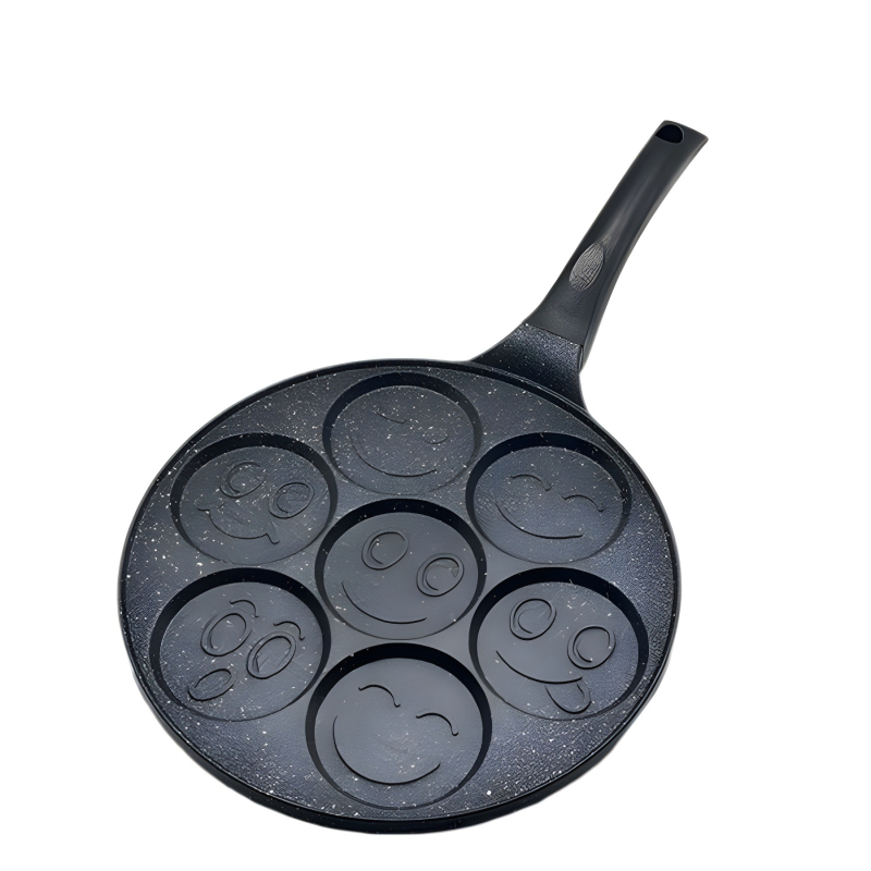 Tava za omletu sa sedam rupa, ne-prijanjajući premaz, aluminijska legura, ravno dno, dubina 1,5 cm
