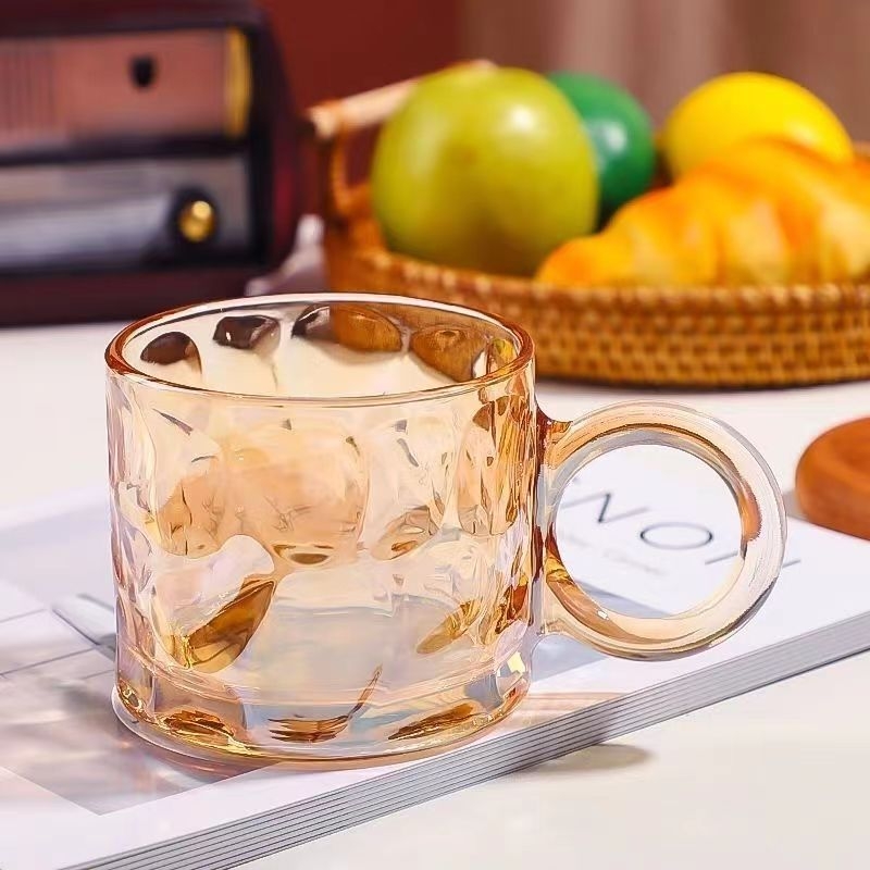 Čaša za vodu s držačem, staklo od soda-lime, zaštita od opeklina i toplinska izolacija, dvodijelni set s poklopcem