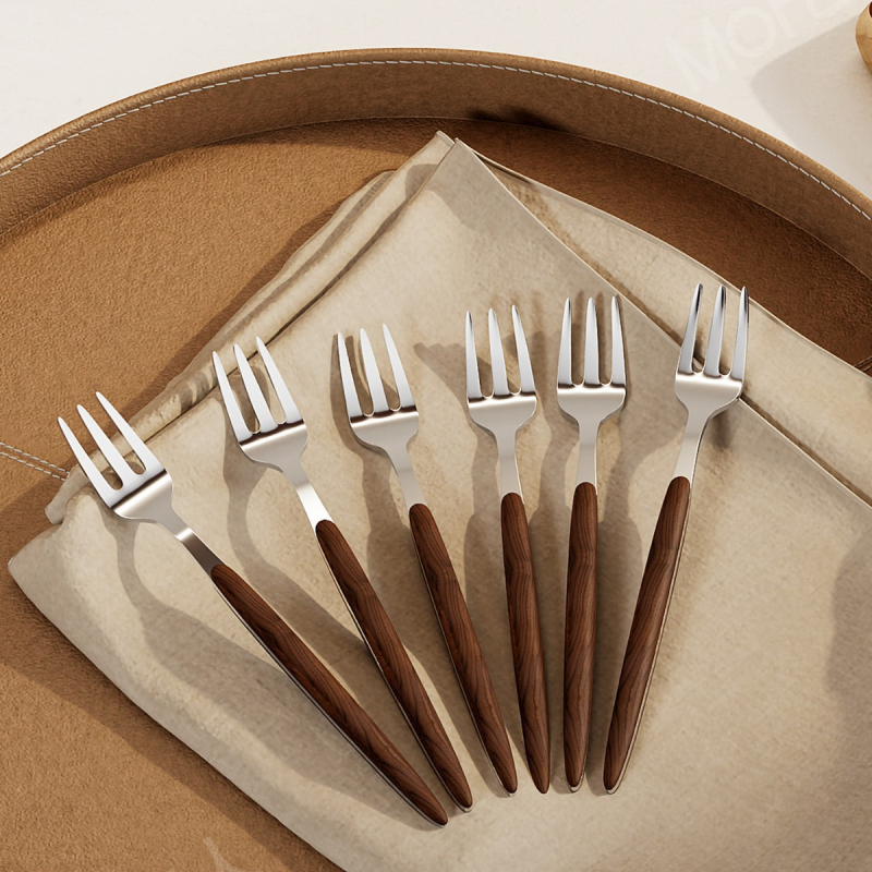 Set de furculițe pentru fructe din lemn, stil simplu, lustruire oglindită, personalizabil