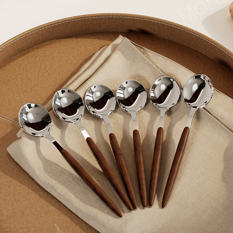 Set de furculițe pentru fructe din lemn, stil simplu, lustruire oglindită, personalizabil
