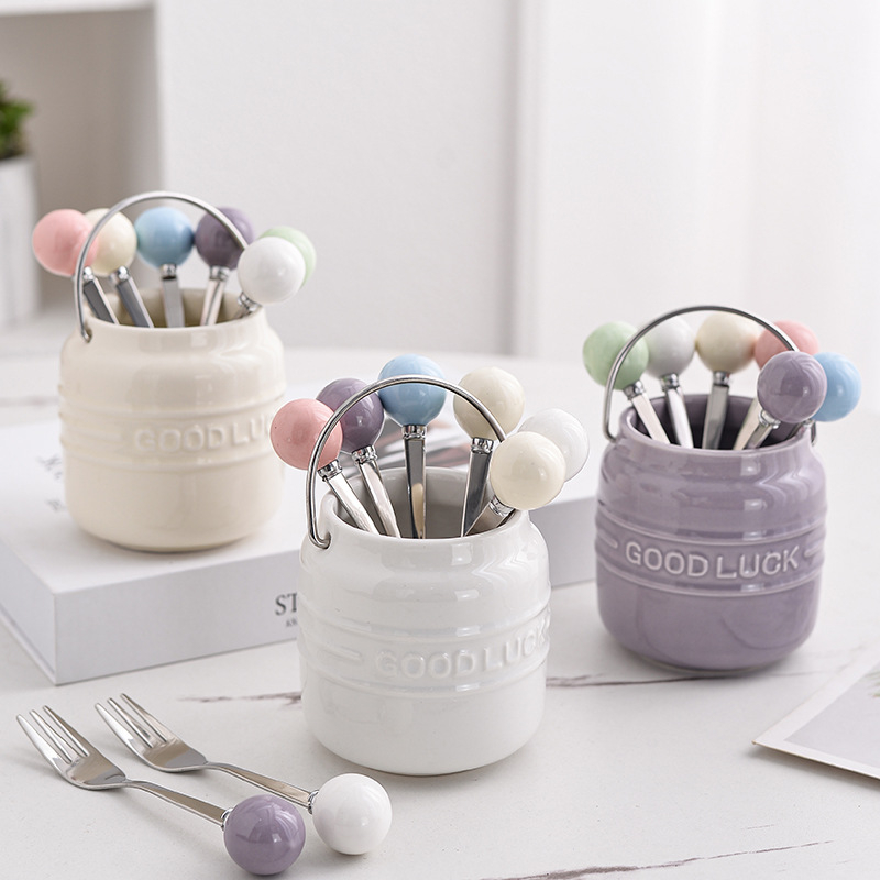 Set de furculițe pentru fructe pentru copii, din oțel inoxidabil 304, stil simplu, finisaj oglindit