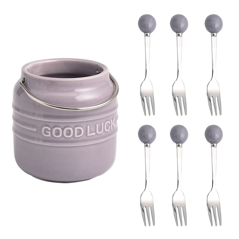 Set de furculițe pentru fructe pentru copii, din oțel inoxidabil 304, stil simplu, finisaj oglindit