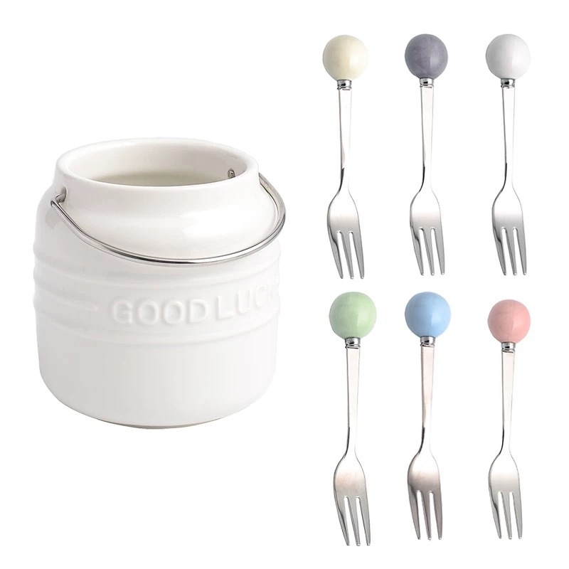 Set de furculițe pentru fructe pentru copii, din oțel inoxidabil 304, stil simplu, finisaj oglindit