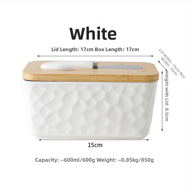 Mr. Yigua keramická dóza na maslo s nožom, dreveným viečkom, uzavretá, s veľkou kapacitou