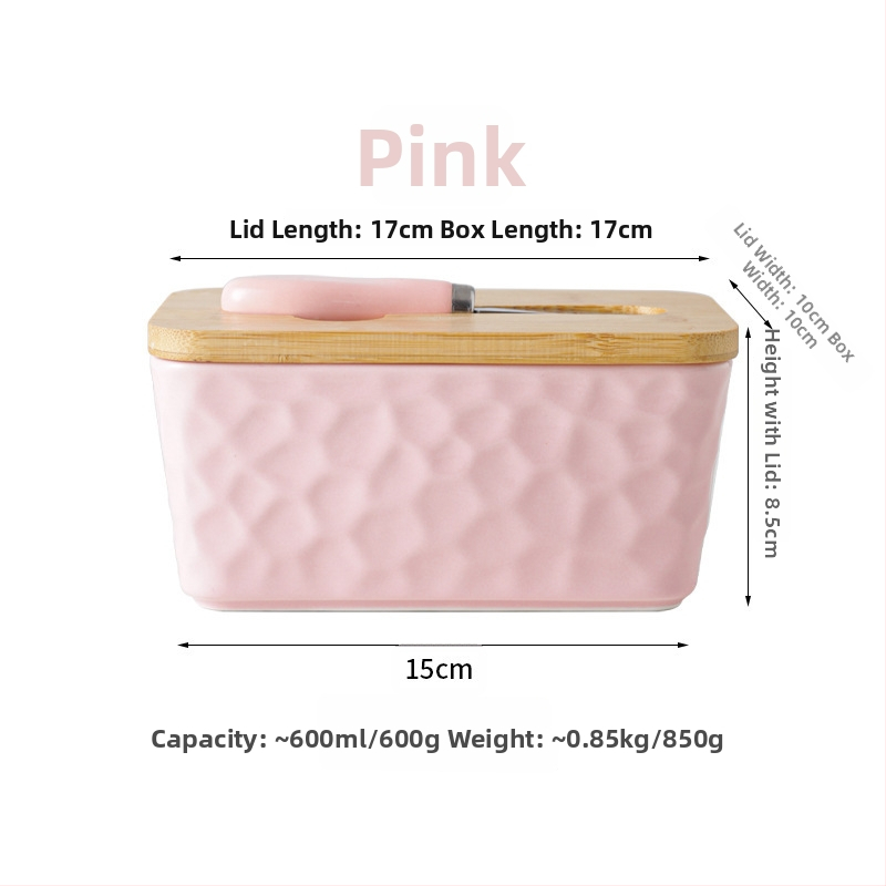 Mr. Yigua keramická dóza na maslo s nožom, dreveným viečkom, uzavretá, s veľkou kapacitou