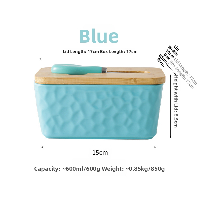 Mr. Yigua keramická dóza na maslo s nožom, dreveným viečkom, uzavretá, s veľkou kapacitou