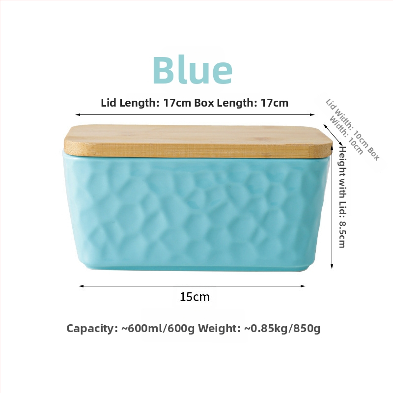 Mr. Yigua keramická dóza na maslo s nožom, dreveným viečkom, uzavretá, s veľkou kapacitou